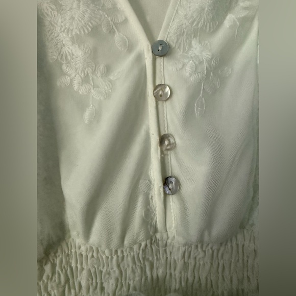 White Flutter Sleeve Bohemian Maxi Dress - Picture 3 of 5